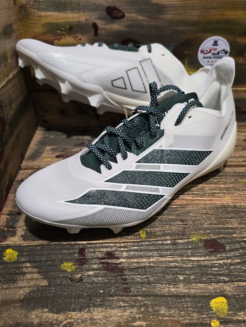 Adidas Adizero Electric Football Cleats Men Sz 12 White/Green IE6293 NEW